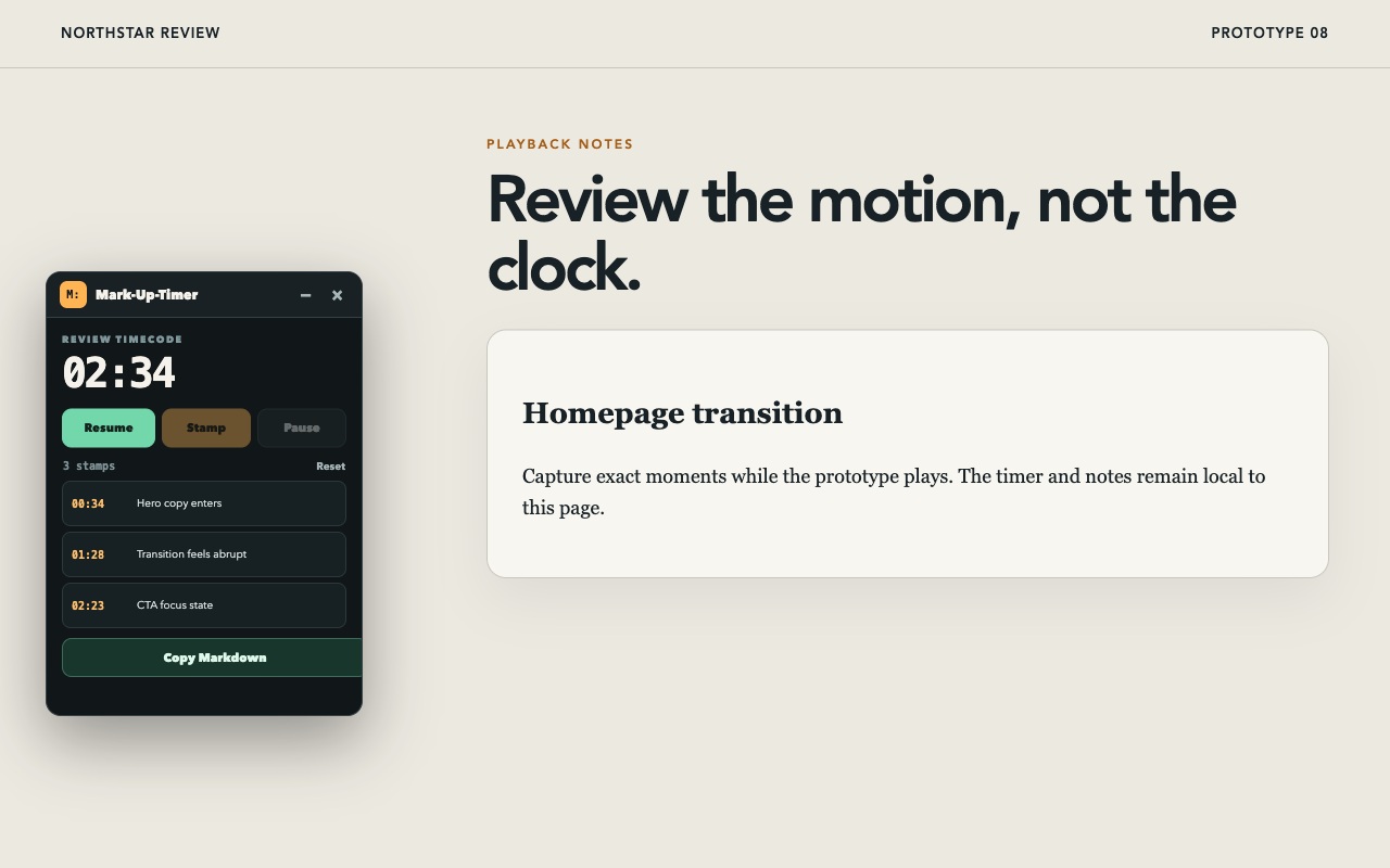 Mark-Up-Timer, screen 2