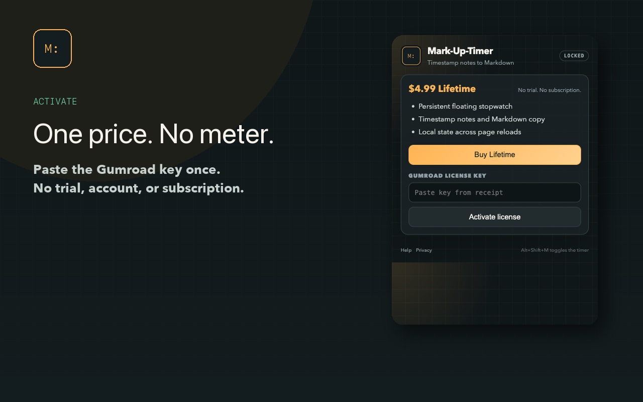 Mark-Up-Timer, screen 3