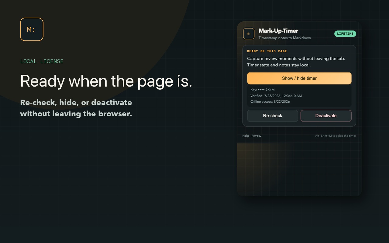 Mark-Up-Timer, screen 4