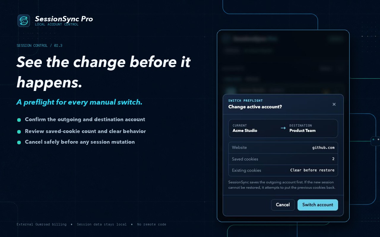SessionSync Pro, screen 2