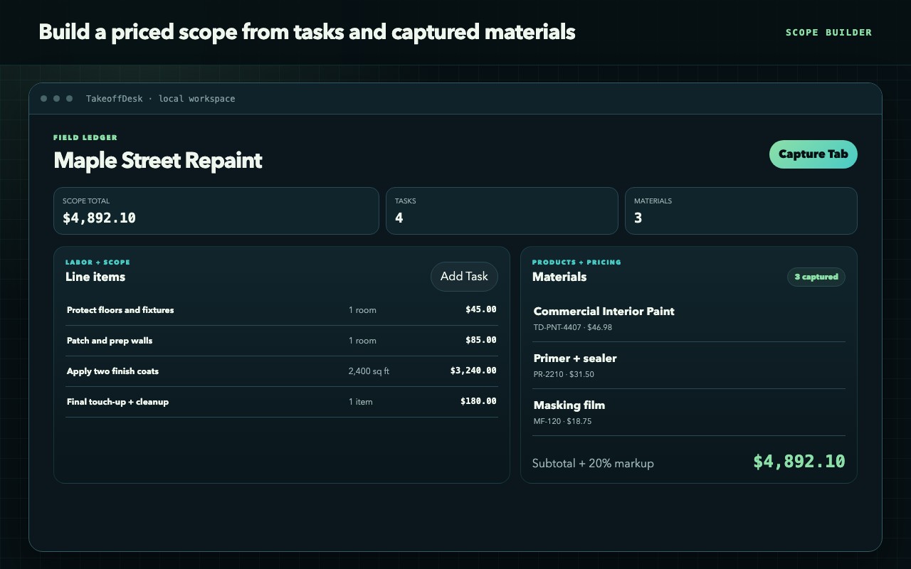 TakeoffDesk, screen 2