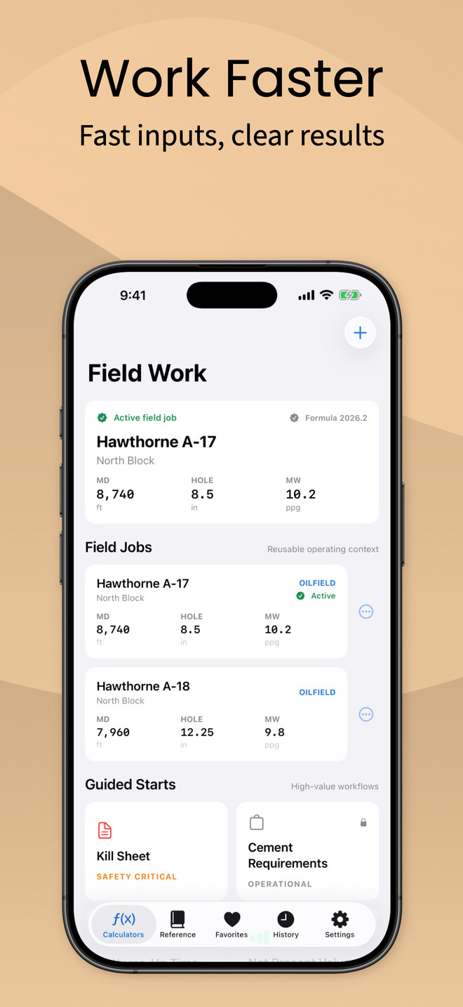 WellCalc on iPhone, screen 2