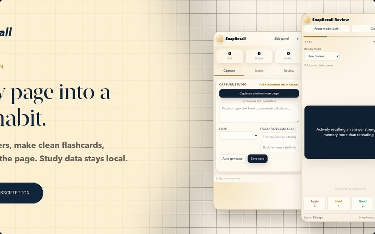 SnapRecall, screen 2