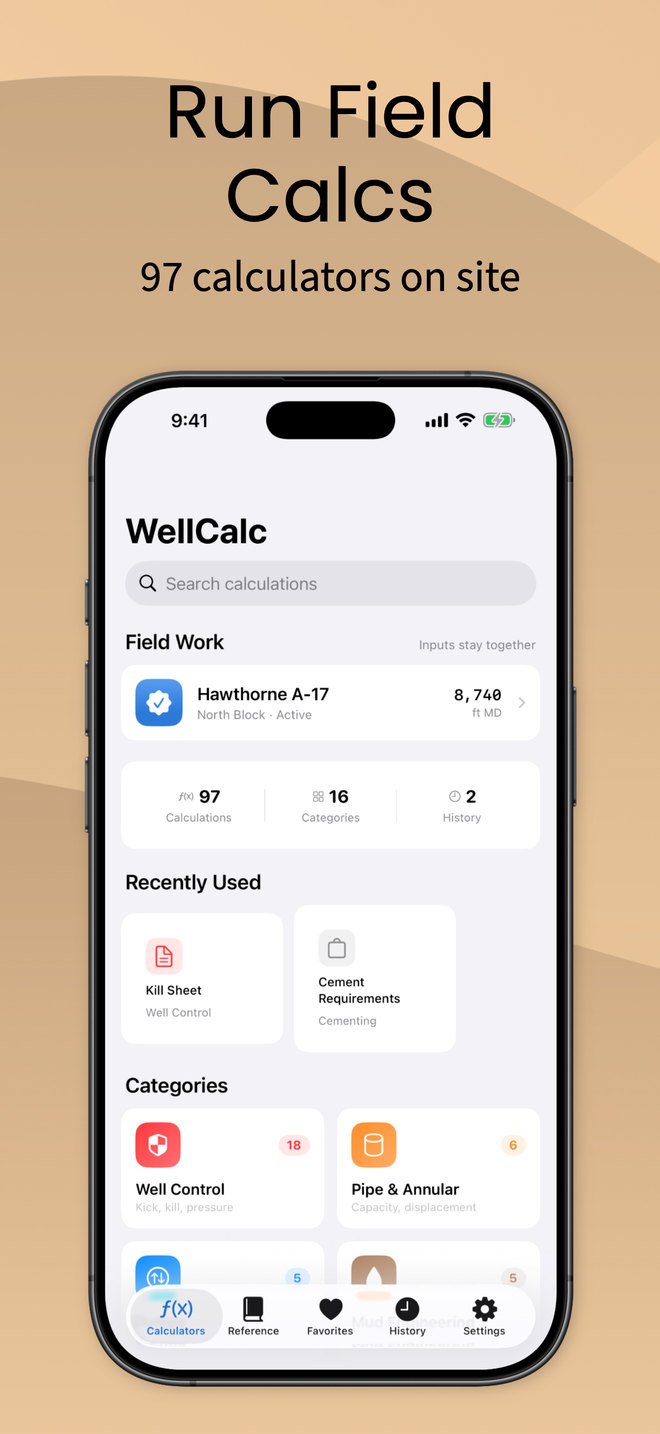 WellCalc on iPhone